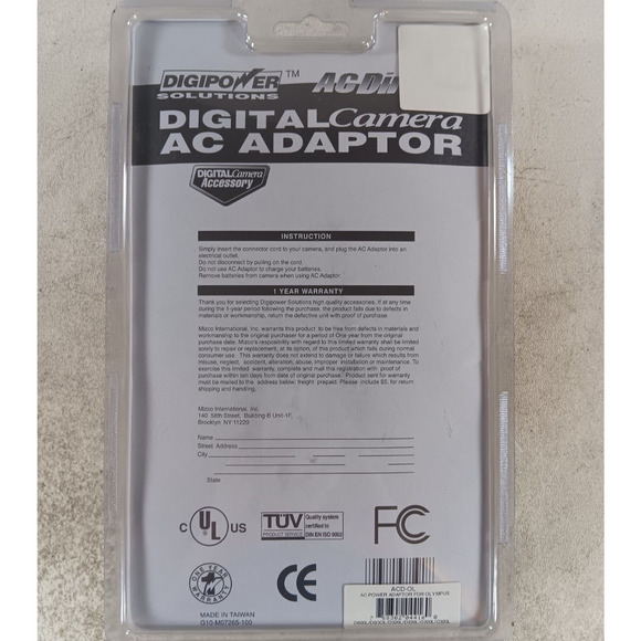 Digipower AC Adaptor Direct Olympus Digital Camera Power Supply Charger Adapter - Picture 3 of 3
